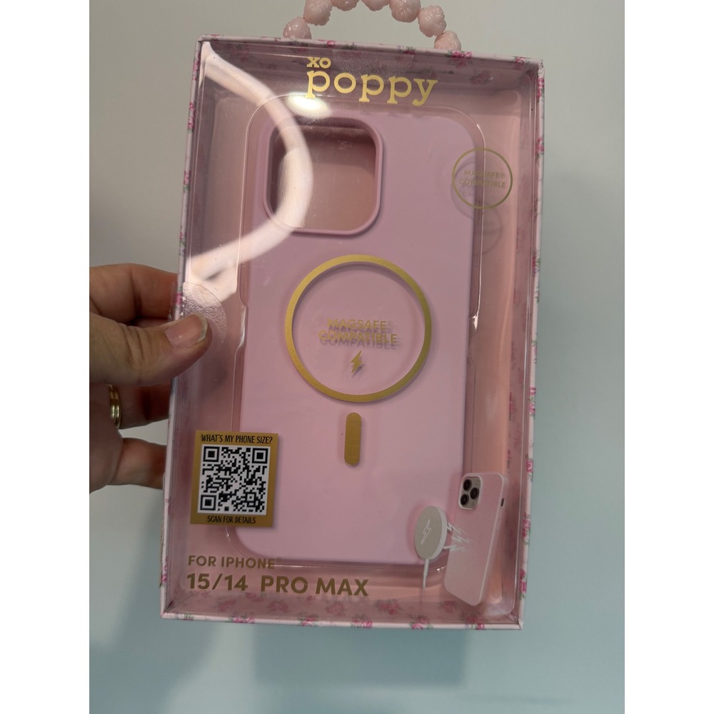 XO Poppy iPhone 15 14 Pro Max MagSafe Silicone Case Pink Protective Cover